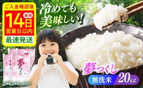 【令和7年度産】無洗米 夢つくし 20kg 精米 有限会社ファインリョーコク/築上町[ABCO039]