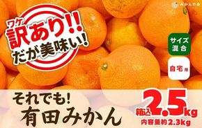 訳あり それでも 有田みかん 箱込 2.5kg (内容量約 2.3kg) サイズミックス B品 有田みかん 和歌山県産 産地直送 家庭用［2025年11月中旬より2026年1月中旬頃順次出荷予定］［みかんの会］AX211