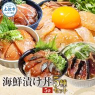 こだわり！土佐の海鮮丼の素 5種・各1袋セット【鰹タタキ漬け入り！】小分け 個包装 漬け丼 づけ丼 漬け丼の素 かつおのたたき カツオ さば 鯖 鯛 タイ カンパチ 勘八 【企業組合　宇佐もん工房】 [BQAB020]