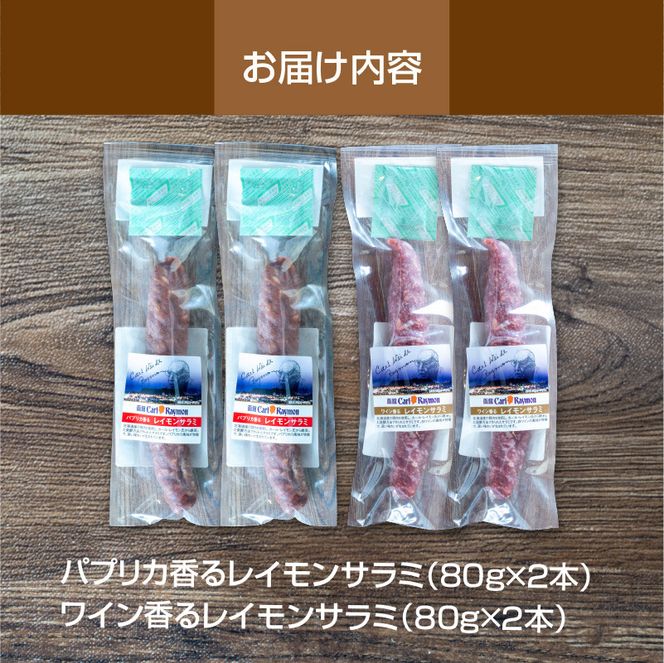 【100周年記念】 函館 カール・レイモン レイモン サラミ 計 4本 セット パプリカ ワイン 各 2本 伝統の味 北海道産豚 ドイツ製法 じっくり 乾燥熟成 サラミソーセージ おつまみ 酒の肴 豚肉 肉 加工品 ご当地グルメ お取り寄せ 北海道 函館市 送料無料 _HD033-011