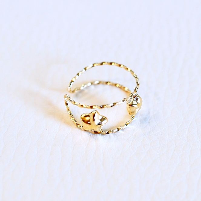 K18(18金) イエローゴールド 地金 星 イヤーカフ 保証書付 M1252 242-046