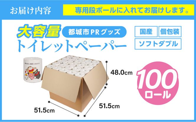 都城市PRトイレットペーパー（ソフトダブル）100ロール×1箱≪みやこんじょ快速便≫_12-I5-TP100-R 