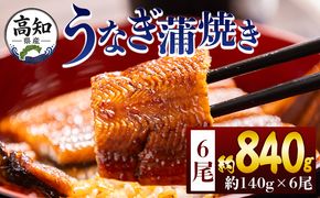 うなぎ 高知県産蒲焼きうなぎ 約１４０ｇ ６尾 計約８４０ｇ fb-0148