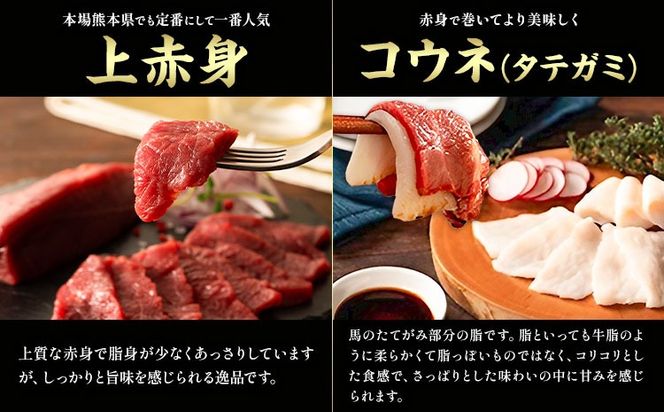 馬肉 馬刺し セット 贅沢馬刺しセット 11種入り 約850g タレ 生おろし生姜付き 道の駅竜北《60日以内に出荷予定(土日祝除く)》 熊本県 氷川町 肉 メン 三枚バラ 大トロ 中トロ ヒレ ロース ランプ チョーチン イチボ フタエゴ 上赤身 コウネ---sh_fyezit_24_60d_100000_850g---