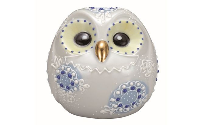 九谷焼 2.2号ふくろう・白盛 a05 工芸品 民芸品 伝統技術 フクロウ 