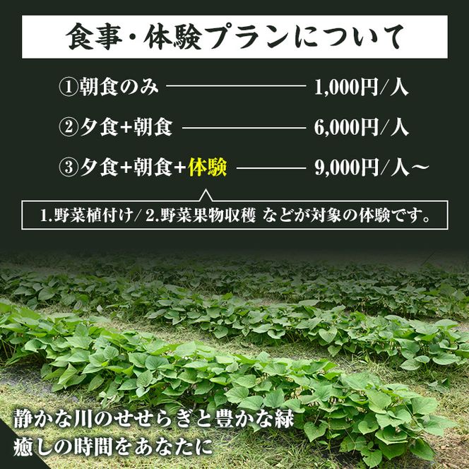 農家民宿里山清流亭(1泊・1名様)鹿児島 旅行 宿 旅館 貸し切り 農業体験 野菜【MOTOグリーンファーム】akn080-01