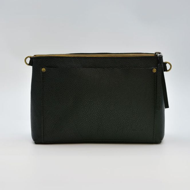 益子の革工房maharoのショルダーポーチ　ワイド（M）ブラック｜栃木県 益子町 ふるさと納税 ショルダーポーチ ワイド 牛革 手作り（AX136）