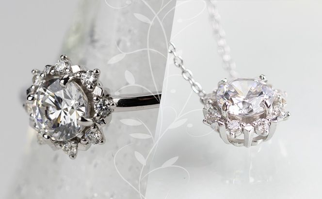 GF069　pt900 ダイヤモンドリング  & ダイヤモンドネックレス （RP-MR1202-MN770）