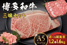 【A5ランク】博多和牛三昧セット(サーロインステーキ/しゃぶしゃぶ・すき焼き/焼肉)【伊豆丸商店】_HA0182