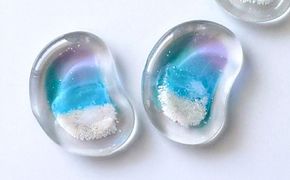 レジンアート 『海の煌き 箸置き』 アクアブルー × パープル 2個セット はしおき はし置き レジンアート 海 ハンドメイド 雑貨 おしゃれ 沖縄市 / Kays Artistry[BCAG029]