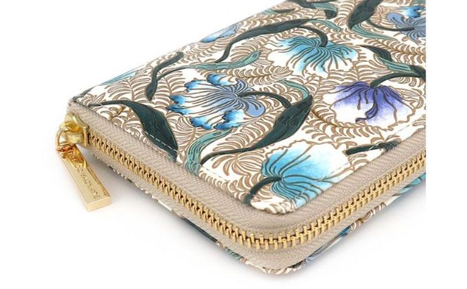 財布 大容量 ぐるっとファスナーの長財布 ノースガーデン ターコイズ 文庫屋大関 お財布 サイフ 長財布 ウォレット レディース ファスナー 民芸品 革 革小物 文庫革 本革 財布革 日本製 東京 東京都 墨田区　お届け：発送可能時期より順次配送