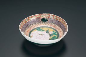 菓子器　色絵牡丹　宮本晄作