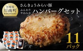 【発送月が選べる！】さんきょうみらい豚 ”ふんわりやわらか” ハンバーグセット(90g×11P、ソース200g付) 【 豚肉 国産 肉 豚 おかず 惣菜 ハンバーグ 】 [D00101]