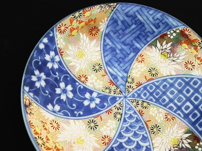 九谷焼　5.5号皿揃　金花詰 （5枚セット）a01 食器 キッチン雑貨 キッチンアイテム 雑貨 小物 お皿 丸皿 食卓 テーブルコーディネート 