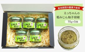 栽培期間中 無農薬 柚子胡椒 70g×5個 セット えっちゃんの粗みじん柚子胡椒 ゆず胡椒 調味料 