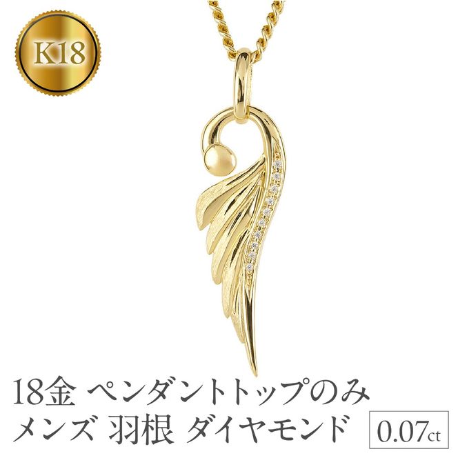 ネックレス 18金 18k メンズ フェザー 羽根 喜平用 ダイヤモンド ペンダントトップ 大ぶり 羽 イエローゴールドK18 ゴールド シンプル ジュエリー 普段 使い 190523100dym-g SWAA335-gd