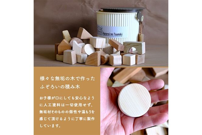 ふぞろいのつみき(積み木 約35個・メジロ、カレイのモチーフ積み木 各1個付き)  おもちゃ 積み木 玩具 知育玩具 木製 建築廃材 大分県 佐伯市  【FD11】【(福)希望の森 太陽農園】