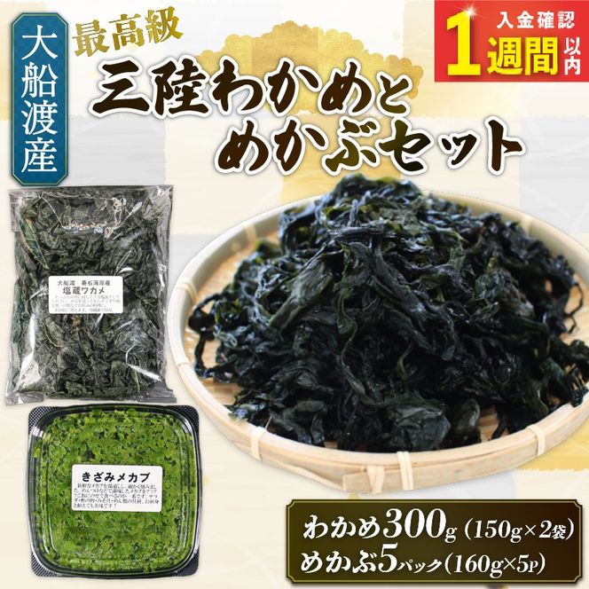 【スピード発送】 めかぶセット 塩蔵 わかめ 300g (150g×2袋) きざみめかぶ800g (160g×5パック) 海鮮 海藻 わかめ ワカメ 魚貝類 魚介類 みそ汁 スープ 酢の物 小分け 三陸産 岩手県 大船渡市 [shitabo018]
