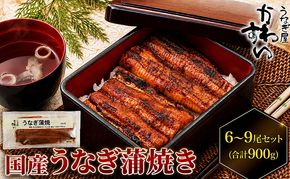 国産うなぎ  蒲焼き 6～9尾セット(合計900g) タレ付き 国産 うなぎ ウナギ 鰻 蒲焼 かば焼き セット 惣菜 冷凍