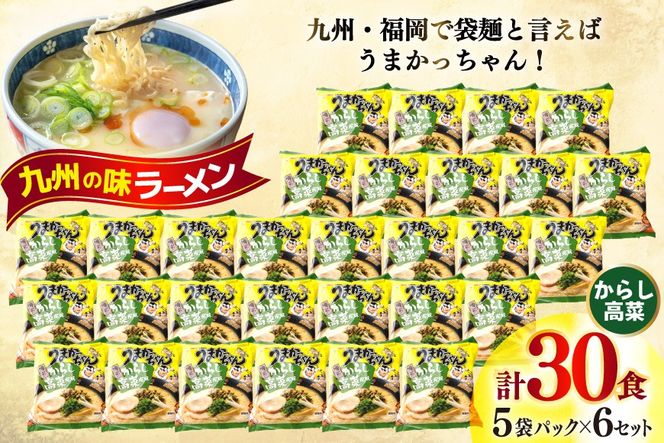 インスタントラーメン うまかっちゃん からし高菜風味 5食パック 6ケース 計 30食 [地域商社ふるさぽ 福岡県 宇美町 um40bfw220001] からし 高菜 ラーメン 博多ラーメン インスタント とんこつ 即席ラーメン 袋麺 まとめ買い ラーメン詰め合わせ