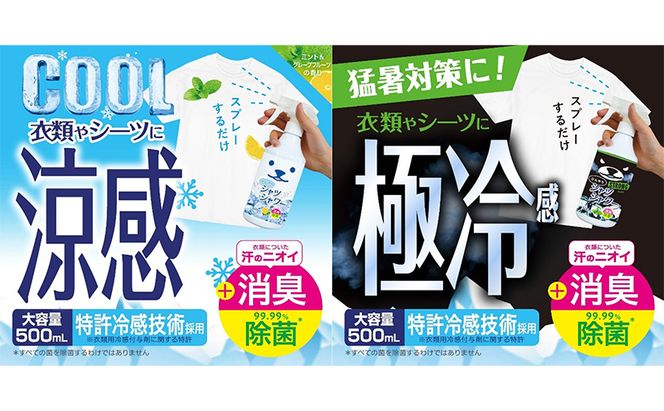 ひんやりシャツシャワー＆ひんやりシャツシャワーストロング 2本セット 夏 暑さ対策 冷感 爽快感 冷涼感 汗臭 加齢臭 消臭 除菌効果 スプレー ミント 節電 節電対策 東京都 墨田区