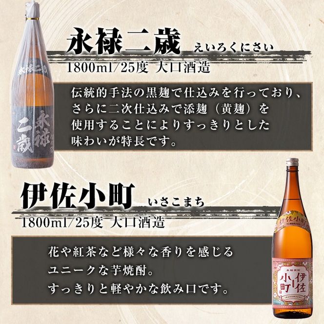 isa900 【定期便3回(隔月)】伊佐地区焼酎お薦めセット 4種各1.8L 合計12本(4種各1本×3回)  鹿児島 本格芋焼酎 芋焼酎 焼酎 一升瓶 飲み比べ 詰め合わせ 詰合せ おすすめ 【酒乃向原】