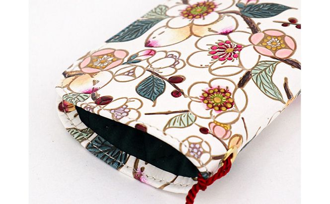 【文庫屋大関】メガネケース　梅花（メイホア）【皮革工芸品】 ファッション小物 民芸品 