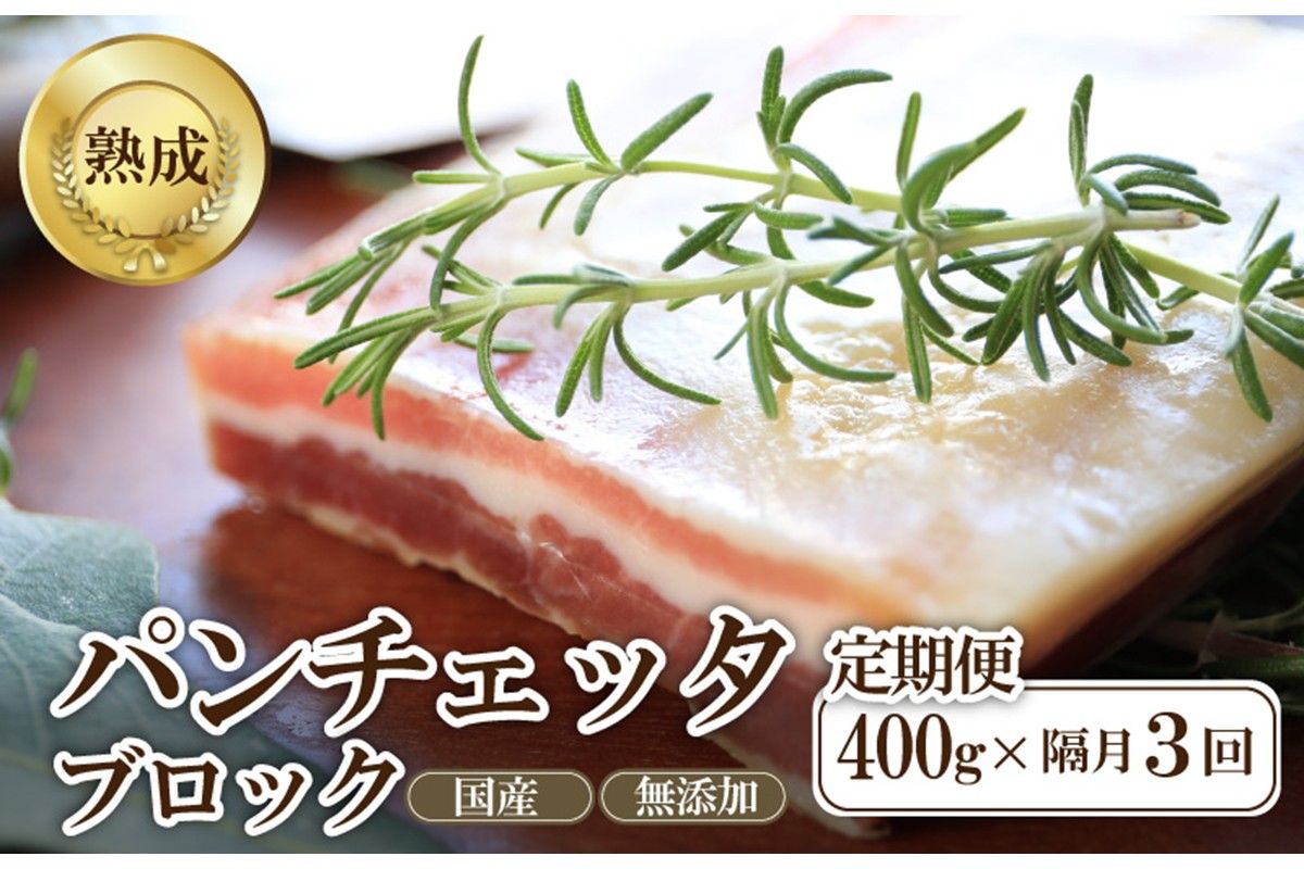 [定期便 隔月×3回]パンチェッタブロック(豚バラ肉の塩漬け) 約200g×2袋