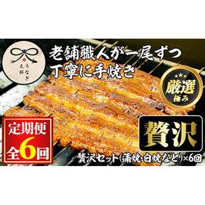 【3003712b】＜定期便・全6回(連続)＞鹿児島県産うなぎの贅沢セット(蒲焼き・白焼き・きざみ鰻など) うなぎ 高級 ウナギ 鰻 国産 たれ 鹿児島 蒲焼き 白焼き きざみ鰻 焼肝串 【うなぎ太郎】