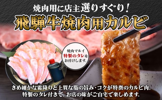  焼肉マルイ 飛騨牛 カルビ焼肉用 A4～A5等級使用 約500g（約250g×2p） 和牛 国産 国産牛 牛 牛肉 カルビ 焼き肉 冷蔵 冷蔵保存 日本産 ブランド和牛 A5 A4 お取り寄せグルメ 送料無料 岐阜県 安八町