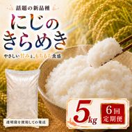 にじのきらめき 定期便 6回/5kg×1袋 令和8年産 新米 ブランド米 白米 精米 【小分け】 宮城県大河原町産