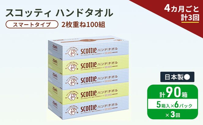 定期便 ペーパータオル スコッティ キレイの仕上げ 5箱 × 6パック《 4ヶ月ごと計3回 》ペーパータオルセット