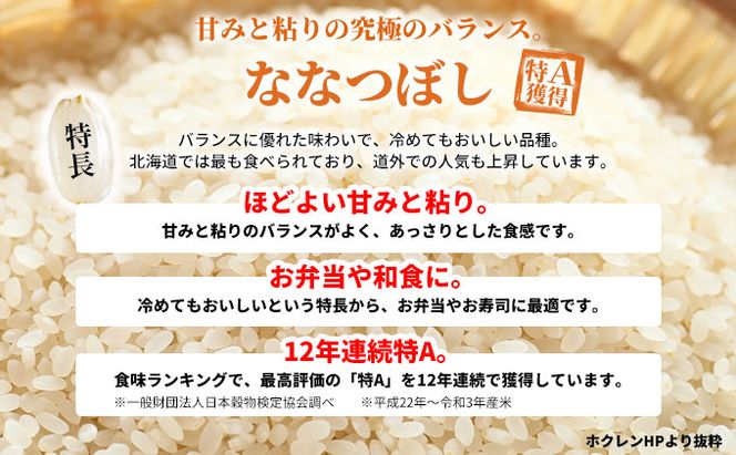 北海道赤平産 ななつぼし 20kg (5kg×4袋) 【1ヶ月おきに3回お届け】 米 北海道 定期便 お米 ふるさと納税 