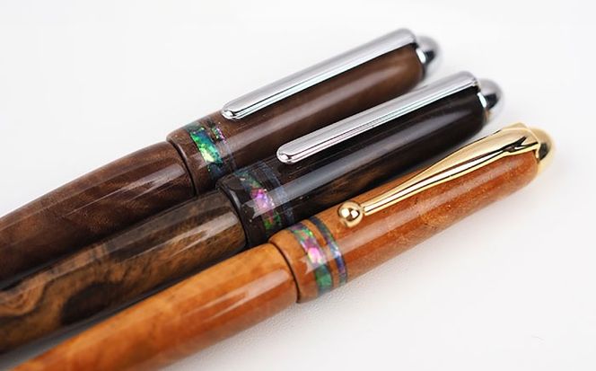 沖縄県産 木製ボールペン (貝象嵌シリーズ / 1本) ボールペン 文房具 ギフト プレゼント おしゃれ 沖縄市 / かねせん工房[BCBS005]
