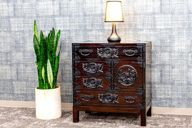 仙台箪笥 脚付帳場箪笥 拭き漆塗り KC-19B （申込書返送後、1ヶ月～6ヶ月程度でお届け） 欅産業 たんす 家具 収納 インテリア [欅産業 仙台箪笥 タンス たんす 高級 工芸品 伝統]|06_kyk-770301