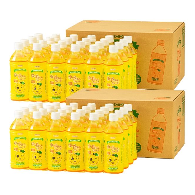 isa462-tn 〈20日以内に発送〉ゆずドリンク 500ml (48本) ペットボトル ゆずだもん。ウォーター ストレートタイプ カロリーオフ 無着色 無香料 クエン酸 含有 鹿児島 産 柚子 天然アルカリ温泉水 使用 ゆず果汁 2％配合 【財宝】
