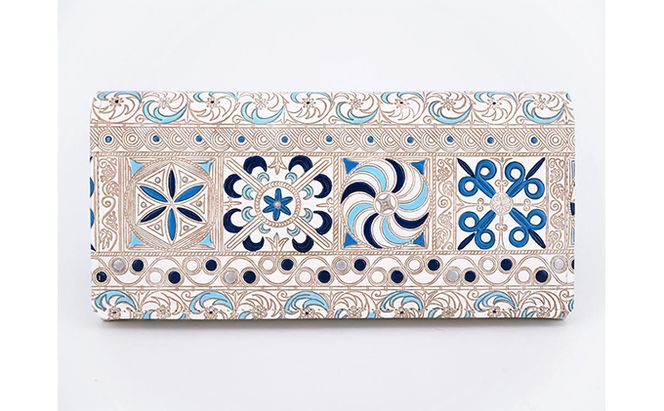 長財布 スッキリ大人の財布 束入れ 錦紗〈青〉 文庫屋大関 お札を折らない 財布 レディース レザー 本革 革 文庫革 薄い スリム 軽量 スリム財布 レディース財布 お財布 札入れ 札束入れ 日本製 東京 墨田区