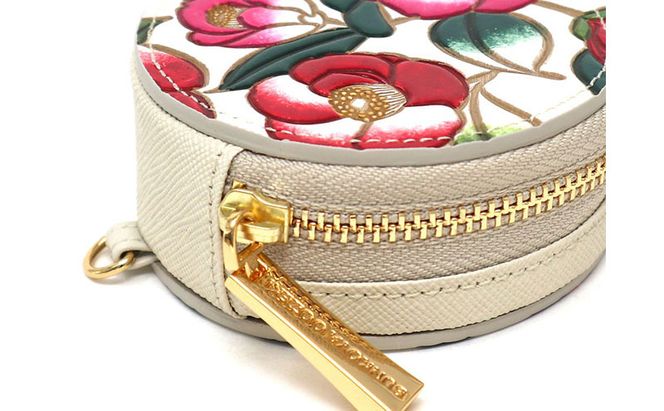 【文庫屋大関】マカロンポーチ 椿【皮革工芸品】 ポーチ ミニポーチ 小物入れ アクセサリー入れ イヤホン入れ 収納 保管ケース 手のひらサイズ  本革 革 皮革 工芸品 工芸 雑貨 ギフト プレゼント 日本製 東京