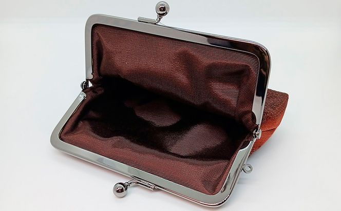 がま口ポーチM ぜんまい紬 煉瓦色 ファッション小物 財布 ファッション 