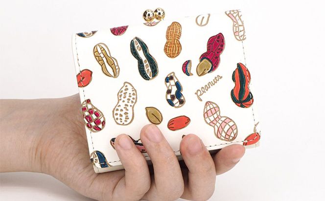 【文庫屋大関】三つ折りミニ財布　ピーナッツ【皮革工芸品】 ファッション 小物 民芸品 お札 カード 小銭 手のひらサイズ コンパクト 大人かわいい 牛革 手作り 国産 