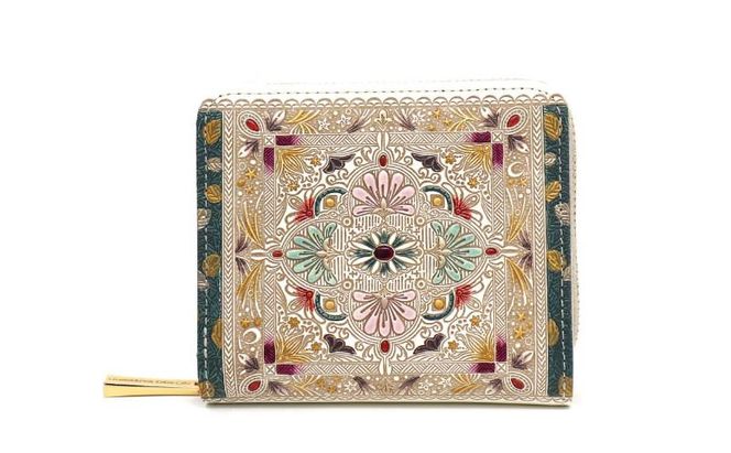 【文庫屋大関】二つ折りファスナーミニ財布 黄金のタピ【皮革工芸品】財布 二つ折り 小物 お札 カード 小銭 コンパクト 牛革 手作り 日本製 墨田区 東京都