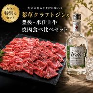 薬草クラフトジン＆豊後・米仕上牛焼肉食べ比べセット＜複数個口で配送＞