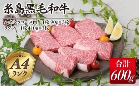 【極上 ステーキ 】合計 600g (6枚入) ハネシタロース ランプ A4ランク 糸島 黒毛和牛 【糸島ミートデリ工房】[ACA041] ステーキ ランプ ロース 牛肉 赤身 黒毛和牛 国産 博多 和牛 牛肉 希少部位