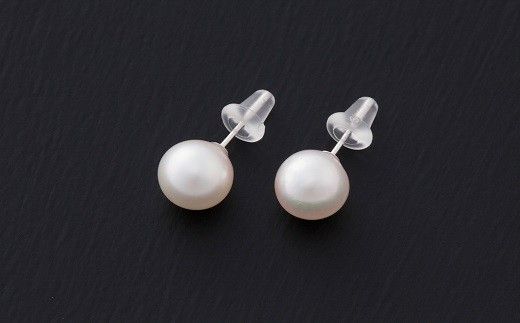 8.0mmアコヤ真珠直付けピアス(K14WG) H-285