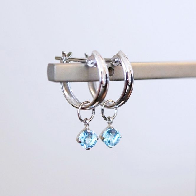 Pt900 プラチナ 2WAY ピアス 地金 ブルートパーズ フープピアス(直径10mm) 保証書付 SMK-5249 SWAD098-btp