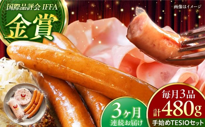 [全3回定期便]TESIOの自家製ハム&ソーセージ 『手始めTESIOセット』 豚肉 ハム ソーセージ 小分け 真空パック 沖縄市 / TESIO[BCAD007]