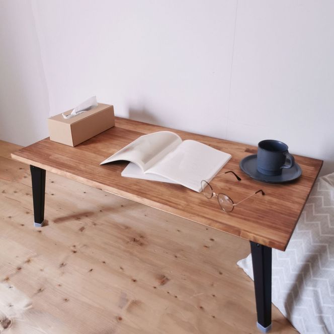 天然木 折りたたみ ローテーブル ブラウン 90×45cm 1台 完成品｜新星