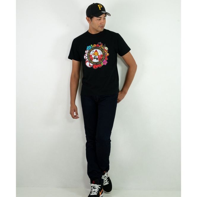 沖縄市 マンホールTシャツ エイ坊 (黒 / XLサイズ) Tシャツ 半袖 キャラクター メンズ レディース 沖縄市 黒色 沖縄市 / 株式会社TAK JAPAN[BCDK002-04]