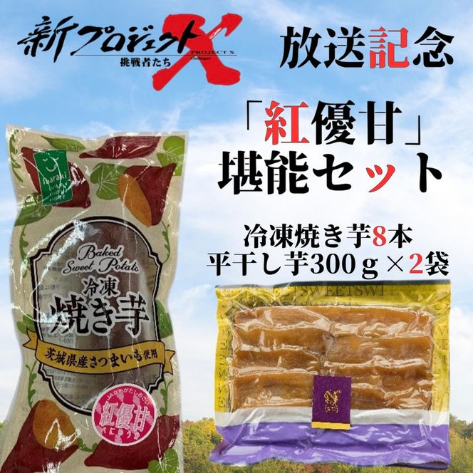 【新プロジェクトX放送～行方かんしょ～】 「紅優甘」堪能セット（冷凍焼き芋8本・平干し芋300ｇ×2袋セット）|茨城県 行方市 ふるさと納税 冷凍焼き芋 やきいも 平干し芋 ほしいも 紅優甘（AE-155）