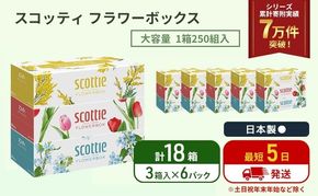 ティッシュ スコッティ フラワーボックス 18箱 ( 3箱 × 6パック )